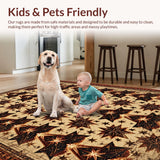 Ultra Soft Area Rug, Non Slip, Stain Resistant, Washable Area Rugs for Living Room, Bedroom, Vintage Primitive Bedroom Entryway Washable Rug(Beige)
