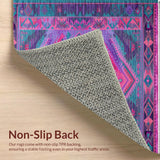 Ultra Soft Area Rug, Non Slip, Stain Resistant, Washable Area Rugs for Living Room, Bedroom, Chic Teal and Pink Mosaic Blend(Pink)