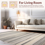 Ultra Soft Area Rug, Non Slip, Stain Resistant, Washable Area Rugs for Living Room, Bedroom, Sophisticated Subtle Striped Elegance(Gray)