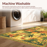 Ultra Soft Area Rug, Non Slip, Stain Resistant, Washable Area Rugs for Living Room, Bedroom, Island Paradise Rug Palm Tree & Surfer Art(Orange)