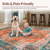 Ultra Soft Area Rug, Non Slip, Stain Resistant, Washable Area Rugs for Living Room, Bedroom, Chic Orange and Teal Abstract Look(Orange)
