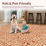 Ultra Soft Area Rug, Non Slip, Stain Resistant, Washable Area Rugs for Living Room, Bedroom, Contemporary Symmetrical Patterned Accent(Orange)