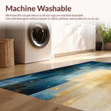 Ultra Soft Area Rug, Non Slip, Stain Resistant, Washable Area Rugs for Living Room, Bedroom, Modern Lattice Spectrum Rug Featuring Gold and Blue Angular Art Motifs(Blue)