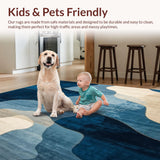Ultra Soft Area Rug, Non Slip, Stain Resistant, Washable Area Rugs for Living Room, Bedroom, Chateau Collection Serene Horizon Area Dark Blue Beige Abstract Design(Blue)