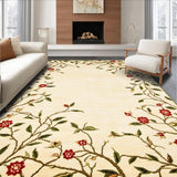 Ultra Soft Area Rug, Non Slip, Stain Resistant, Washable Area Rugs for Living Room, Bedroom, Artistic Amelia Floral Area with Sophisticated Botanical Accents(Beige)