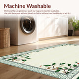 Ultra Soft Area Rug, Non Slip, Stain Resistant, Washable Area Rugs for Living Room, Bedroom, Artistic Black Floral Silhouette(Beige)