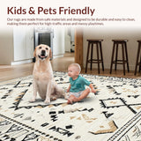 Ultra Soft Area Rug, Non Slip, Stain Resistant, Washable Area Rugs for Living Room, Bedroom, Neutral Textured Diamond Motif(Beige)