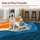 Ultra Soft Area Rug, Non Slip, Stain Resistant, Washable Area Rugs for Living Room, Bedroom, Playful Organic Landscape Visual(Orange)