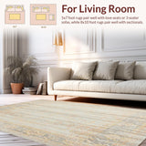 Ultra Soft Area Rug, Non Slip, Stain Resistant, Washable Area Rugs for Living Room, Bedroom, Neutral Beige Area Low Pile Vintage Throw(Gray)