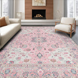 Ultra Soft Area Rug, Non Slip, Stain Resistant, Washable Area Rugs for Living Room, Bedroom, Rustic Modern Floral Whimsy Style(Pink)