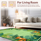 Ultra Soft Area Rug, Non Slip, Stain Resistant, Washable Area Rugs for Living Room, Bedroom, Charming Multicolor Safari Theme(Green)