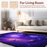 Ultra Soft Area Rug, Non Slip, Stain Resistant, Washable Area Rugs for Living Room, Bedroom, Playful Universe Inspired Graphics(Purple)