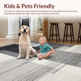 Ultra Soft Area Rug, Non Slip, Stain Resistant, Washable Area Rugs for Living Room, Bedroom, Sophisticated Modern Linear Composition(Gray)