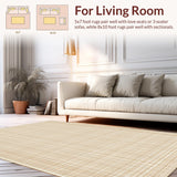 Ultra Soft Area Rug, Non Slip, Stain Resistant, Washable Area Rugs for Living Room, Bedroom, Chic Tan Plaid Decorative Style(Beige)
