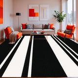 Ultra Soft Area Rug, Non Slip, Stain Resistant, Washable Area Rugs for Living Room, Bedroom, Minimalist Two Tone Horizontal Banded Lightweight Doorway Floor Accent(Black)