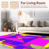 Ultra Soft Area Rug, Non Slip, Stain Resistant, Washable Area Rugs for Living Room, Bedroom, Bold Memphis Style Graphic Arrangement(Pink)