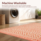 Ultra Soft Area Rug, Non Slip, Stain Resistant, Washable Area Rugs for Living Room, Bedroom, Trendy Abstract Organic Shapes(Orange)