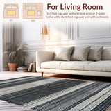 Ultra Soft Area Rug, Non Slip, Stain Resistant, Washable Area Rugs for Living Room, Bedroom, Contemporary Black and White Area Rug:  Striped Home Decor Carpet(Gray)
