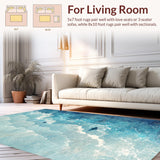 Ultra Soft Area Rug, Non Slip, Stain Resistant, Washable Area Rugs for Living Room, Bedroom, Aquatic World Ocean Rug Deep Sea Hunter Pattern(Blue)