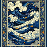 Beige Blue Ocean Wave Area(Blue)