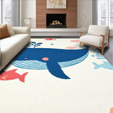 Ultra Soft Area Rug, Non Slip, Stain Resistant, Washable Area Rugs for Living Room, Bedroom, Whimsical Oceanic Creature Design(White)