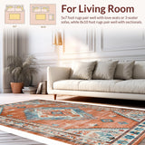 Ultra Soft Area Rug, Non Slip, Stain Resistant, Washable Area Rugs for Living Room, Bedroom, Eclectic Earthy Geometric Motif(Orange)