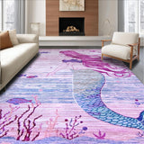 Ultra Soft Area Rug, Non Slip, Stain Resistant, Washable Area Rugs for Living Room, Bedroom, Sophisticated Colorful Seashell Arrangement(Purple)