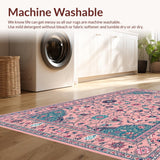 Ultra Soft Area Rug, Non Slip, Stain Resistant, Washable Area Rugs for Living Room, Bedroom, Artful Black Floral Composition(Pink)
