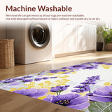 Ultra Soft Area Rug, Non Slip, Stain Resistant, Washable Area Rugs for Living Room, Bedroom, Minimalist Spring Floral Arrangement(Purple)