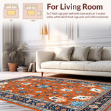 Ultra Soft Area Rug, Non Slip, Stain Resistant, Washable Area Rugs for Living Room, Bedroom, Sunny Earthy Floral Composition(Orange)