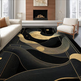 Ultra Soft Area Rug, Non Slip, Stain Resistant, Washable Area Rugs for Living Room, Bedroom, Sophisticated Metallic Minimalist Look(Gold)