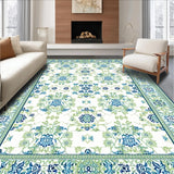 Ultra Soft Area Rug, Non Slip, Stain Resistant, Washable Area Rugs for Living Room, Bedroom, Chic Vintage Botanical Lace Pattern(White)