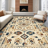 Ultra Soft Area Rug, Non Slip, Stain Resistant, Washable Area Rugs for Living Room, Bedroom, Artful Vintage Botanical Arrangement(Beige)