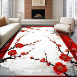 Ultra Soft Area Rug, Non Slip, Stain Resistant, Washable Area Rugs for Living Room, Bedroom, Rustic Multi-Color Botanical Print(Red)