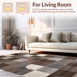 Ultra Soft Area Rug, Non Slip, Stain Resistant, Washable Area Rugs for Living Room, Bedroom, Luxurious Vintage-Inspired Geometric Theme(Brown)