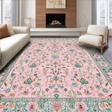 Ultra Soft Area Rug, Non Slip, Stain Resistant, Washable Area Rugs for Living Room, Bedroom, Chic Pastel Floral Arrangement(Pink)