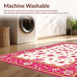 Ultra Soft Area Rug, Non Slip, Stain Resistant, Washable Area Rugs for Living Room, Bedroom, Rustic Gold Diamond Motif Accent(White)