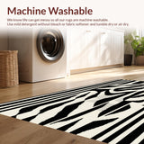 Ultra Soft Area Rug, Non Slip, Stain Resistant, Washable Area Rugs for Living Room, Bedroom, Contemporary Zebra Print Elegance(Black)