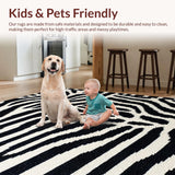 Ultra Soft Area Rug, Non Slip, Stain Resistant, Washable Area Rugs for Living Room, Bedroom, Non Skid Zebra Runner for Home Office Decor(Black)