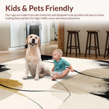 Beige with Abstract Black Brushstroke and Linear Accents(Beige)