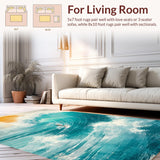 Ultra Soft Area Rug, Non Slip, Stain Resistant, Washable Area Rugs for Living Room, Bedroom, Ocean Surfer Adventure Rug Beachside Wave Catcher Carpet With Summer Vibes(Blue)
