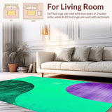 Ultra Soft Area Rug, Non Slip, Stain Resistant, Washable Area Rugs for Living Room, Bedroom, Modern Abstract Green-Purple Living Room Velvet Rug(Green)