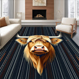 Ultra Soft Area Rug, Non Slip, Stain Resistant, Washable Area Rugs for Living Room, Bedroom, Whimsical Highland Cow Decorative Style(Brown)