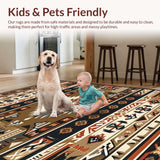 Ultra Soft Area Rug, Non Slip, Stain Resistant, Washable Area Rugs for Living Room, Bedroom, Southwest Earthy Geometric Elegance(Brown)