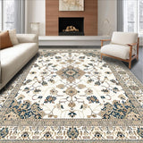 Ultra Soft Area Rug, Non Slip, Stain Resistant, Washable Area Rugs for Living Room, Bedroom, Elegant Beige Area Classic Oriental Design(Beige)