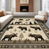 Ultra Soft Area Rug, Non Slip, Stain Resistant, Washable Area Rugs for Living Room, Bedroom, Vintage Lodge Natural Aesthetic(Brown)