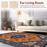 Ultra Soft Area Rug, Non Slip, Stain Resistant, Washable Area Rugs for Living Room, Bedroom, Chic Abstract Patterned Elegance(Orange)