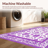Ultra Soft Area Rug, Non Slip, Stain Resistant, Washable Area Rugs for Living Room, Bedroom, Rustic Purple Petal Motif(Purple)