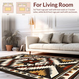 Ultra Soft Area Rug, Non Slip, Stain Resistant, Washable Area Rugs for Living Room, Bedroom, Elegant Chocolate Geometric Design(Black)