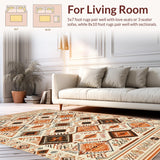 Ultra Soft Area Rug, Non Slip, Stain Resistant, Washable Area Rugs for Living Room, Bedroom, Stylish Diamond Lattice in Earthy Tones(Orange)